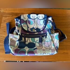 Coach Multicolor Signature Canvas Backpack in Navy, Teal, Purple